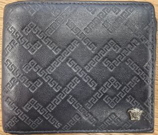 Greca-stijl leren herenportemonnee (bifold), Versace, met Medusa-logo